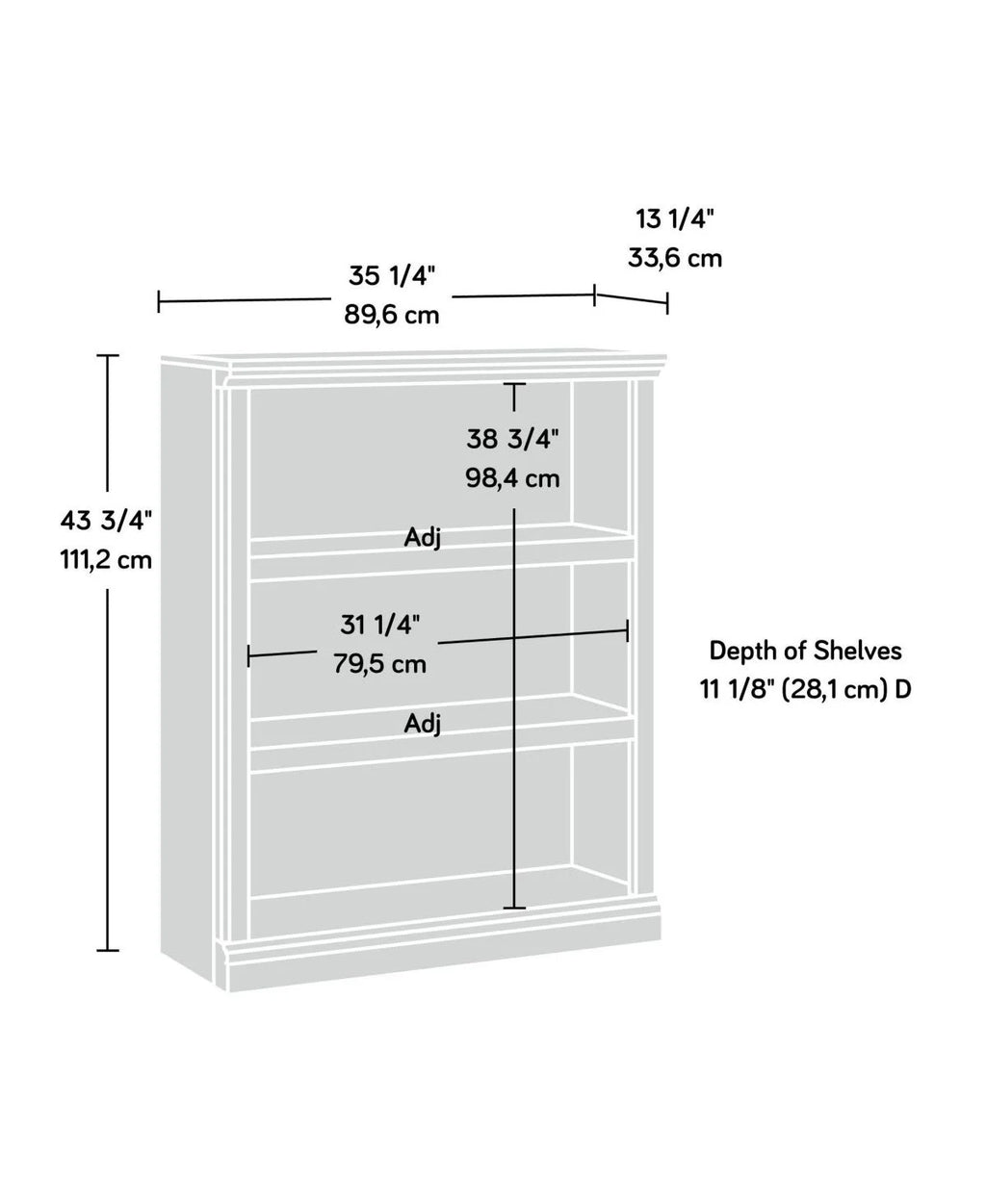 Sauder Select 3-Shelf Bookcase | Washington Cherry