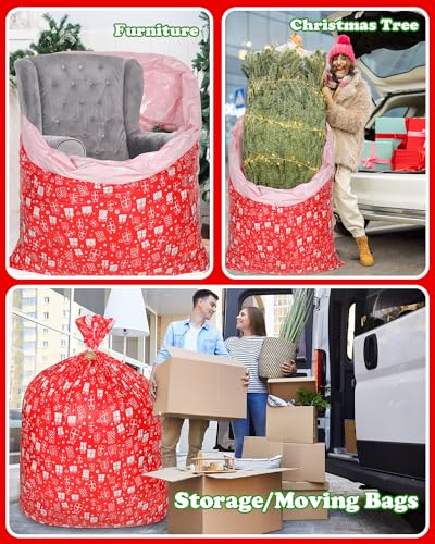Christmas Gift Bags Assorted Sizes, 22pcs Drawstring Reusable Plastic D786