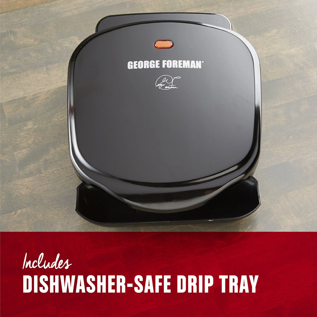 George Foreman GR10B 2-Serving Electric Indoor Grill and Panini Press, Black E335588