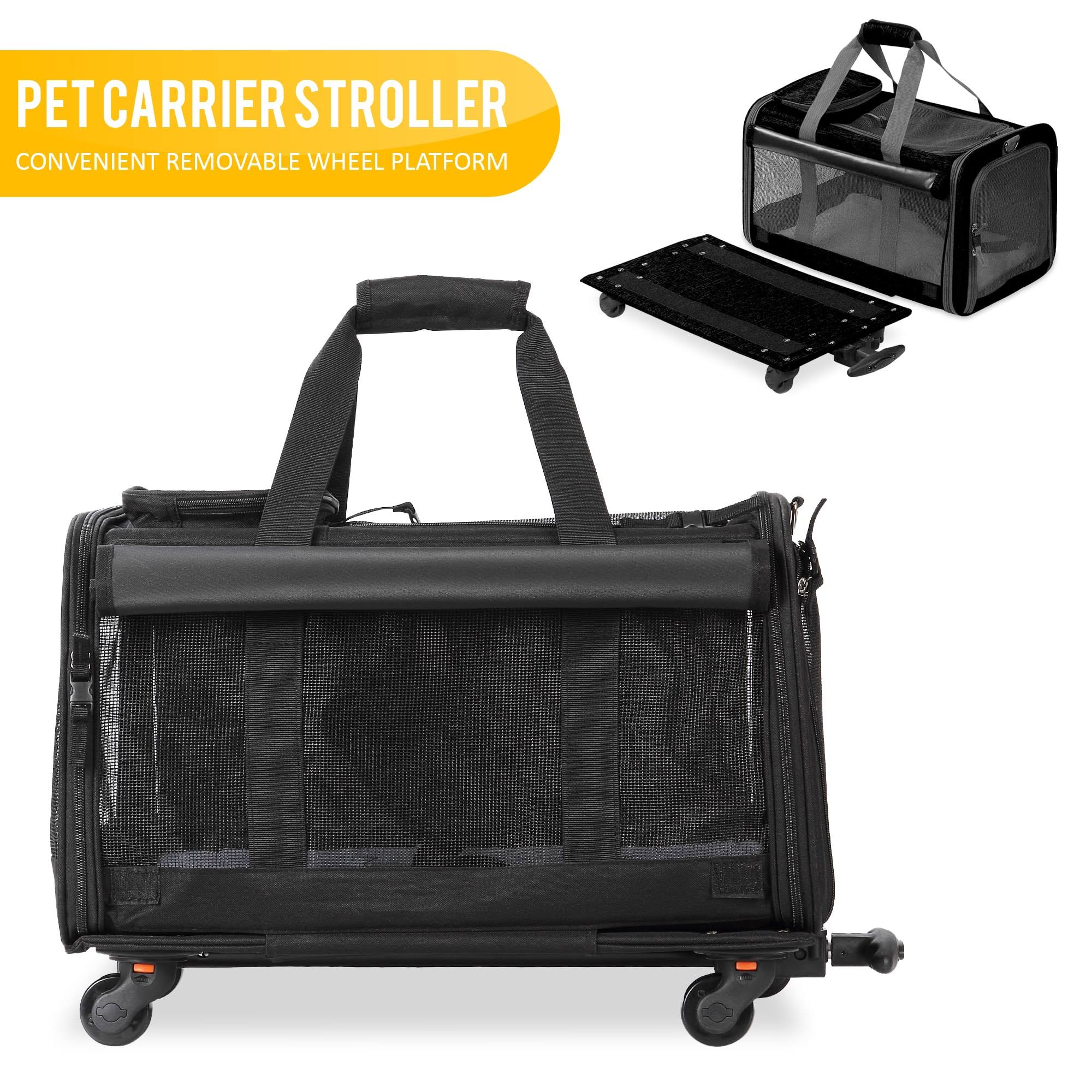 Kopeks Pet Carrier with Detachable Wheels for Small and Medium Dogs & Cats - Black K4459