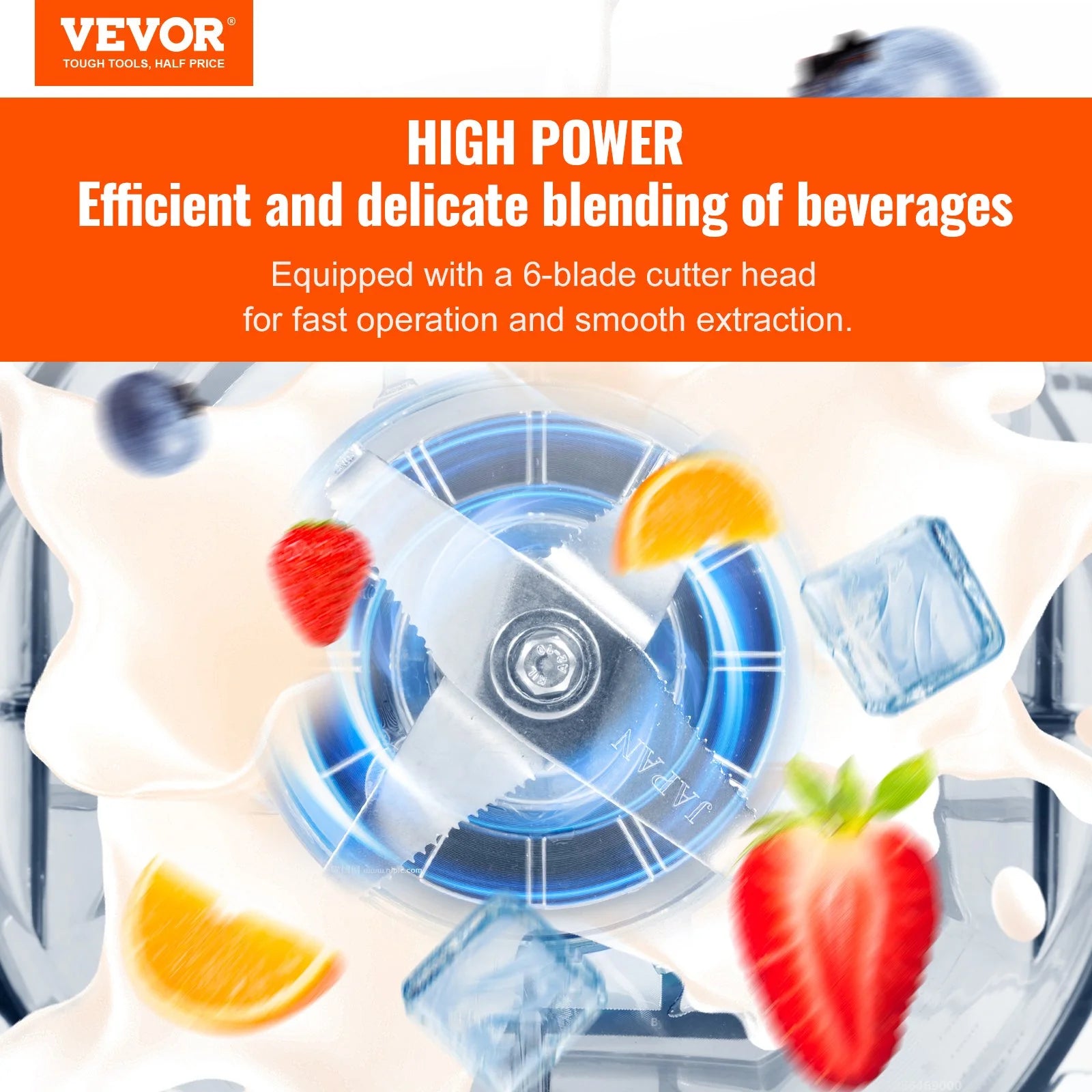 VEVOR Professional Blender with Shield - Commercial 68 oz Stainless Steel U694819