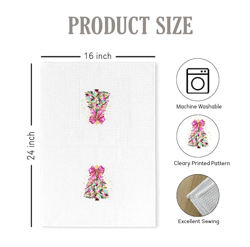 Christmas Tree Kitchen Towels - Neutral Christmas Hand Towels, 16 x 24 Inch V47794