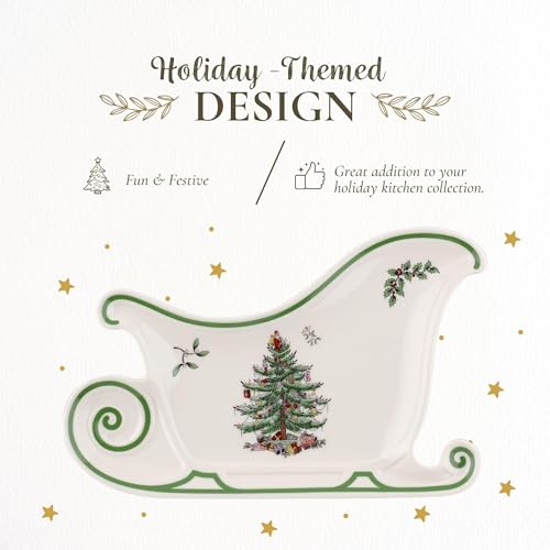 Spode Christmas Tree Sculpted Octagonal Platter, 14-Inch Holiday Serving Dishwasher & Microwave Safe Q207241