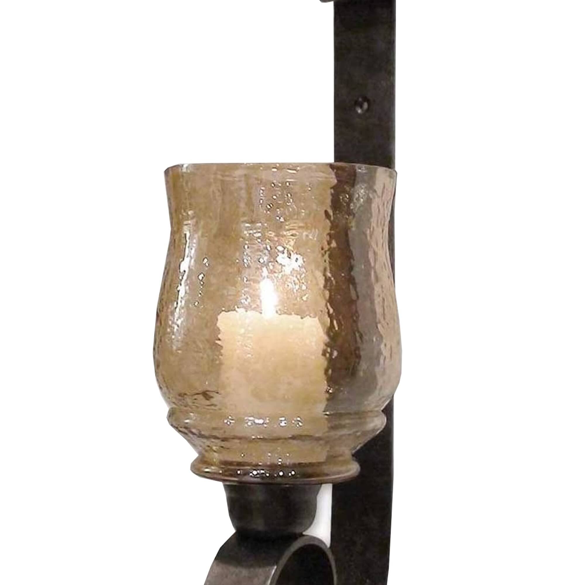 Benjara Scroll Design Metal Wall Mounted Candle Holder Sconce, Set of 2, Bronze Q4835