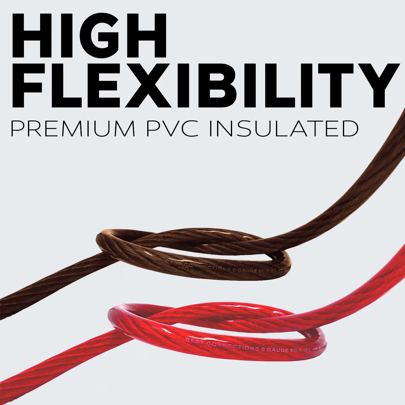 BEST CONNECTIONS 8Ga 25ft Black/Red Translucent Car Power/Ground Wire D451