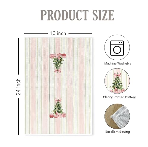 Christmas Tree Kitchen Towels - Neutral Christmas Hand Towels, 16 x 24 Inch V47794
