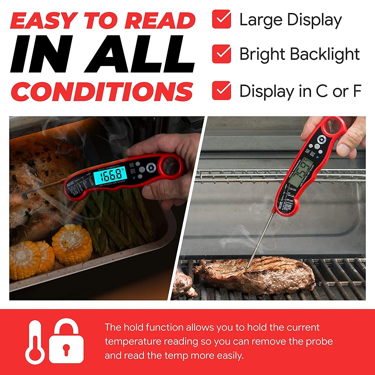 Alpha Grillers Instant Read Meat Thermometer for Grill and Cooking M860