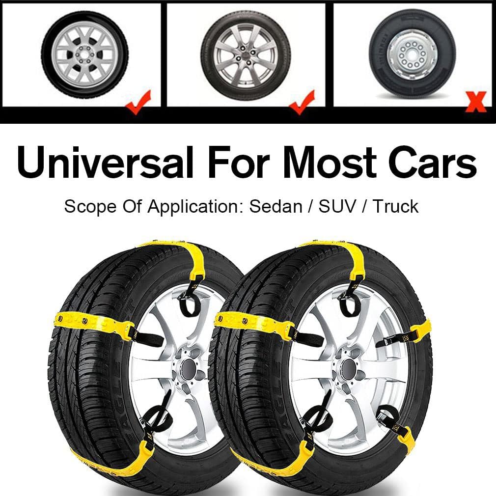 Jeremywell Snow Chains Anti-Skid Emergency Tire Traction for SUV and Cars (Yellow-10pcs) X7533
