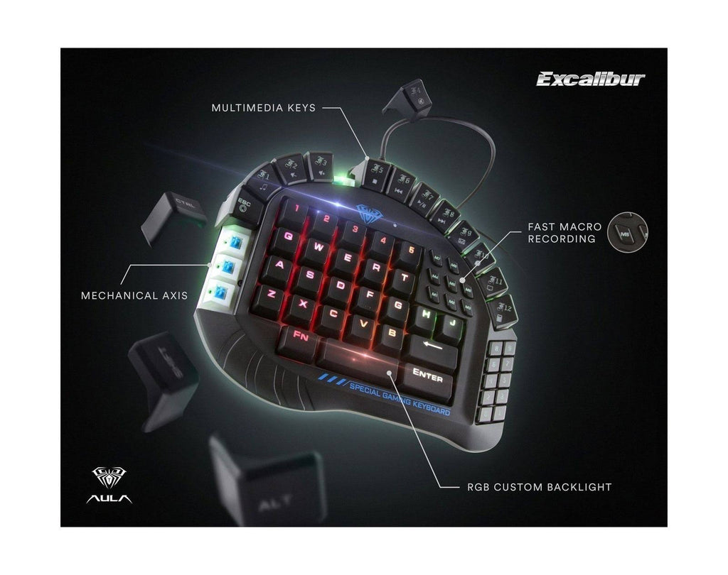 Aula Excalibur Master One-Hand Gaming Keyboard RGB Backlight Mechanical P545
