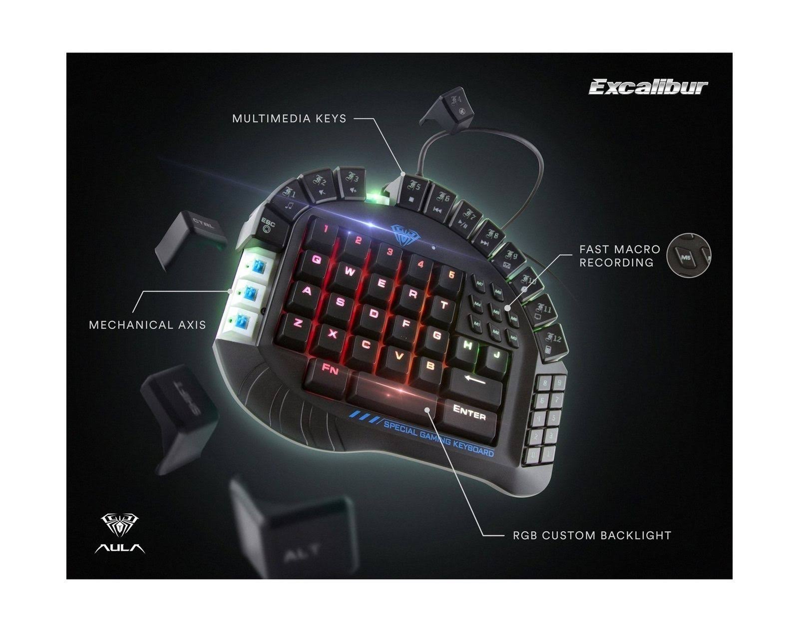 Aula Excalibur Master One-Hand Gaming Keyboard RGB Backlight Mechanical P545