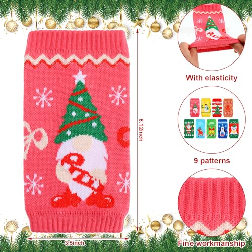 18 Pcs Christmas Knit Sweater Bottle Covers for Cans Soda Beverages F448324