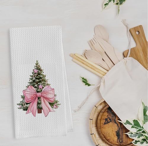 Christmas Tree Kitchen Towels - Neutral Christmas Hand Towels, 16 x 24 Inch V47794