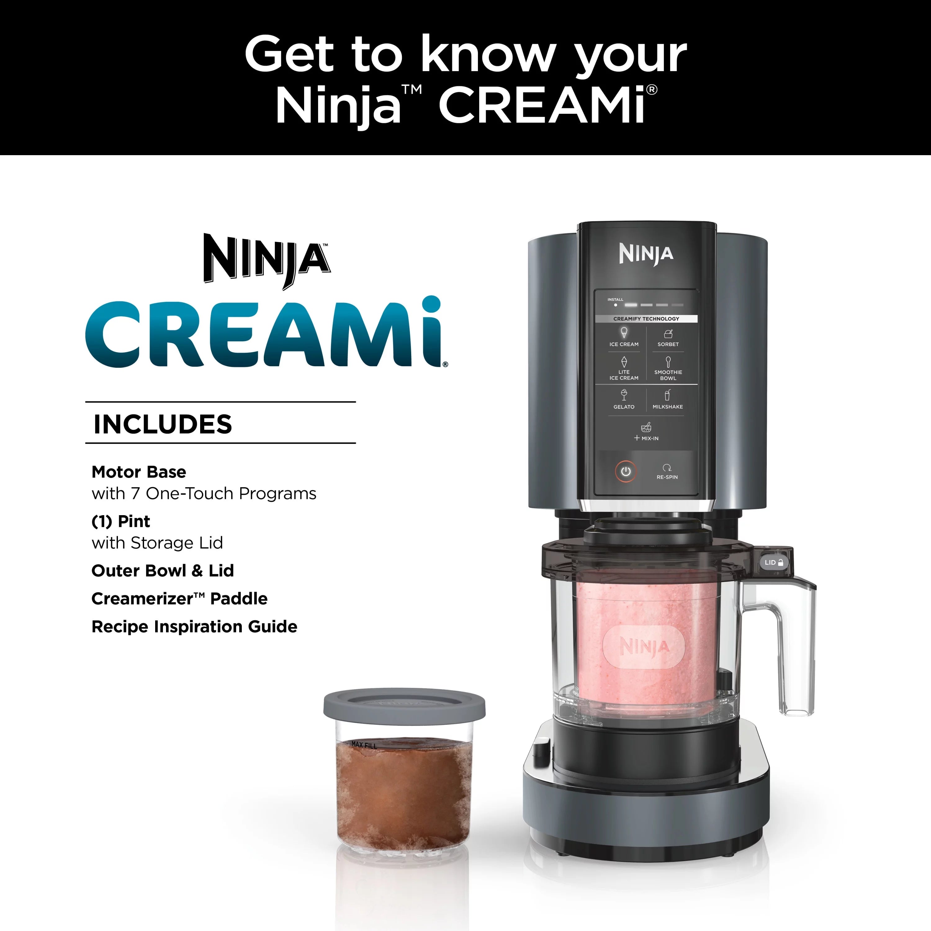 Ninja CREAMi Ice Cream Maker, 7 One-Touch Programs, Silver, NC290WMBF B86382