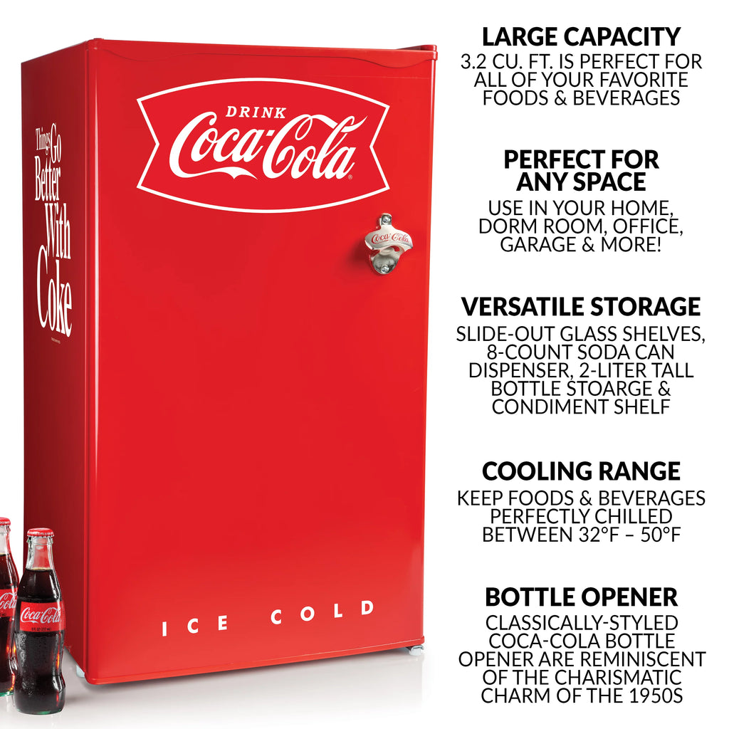 Coca-Cola CRF32CK 3.2 Cu. Ft. Refrigerator with Freezer, Red N5173