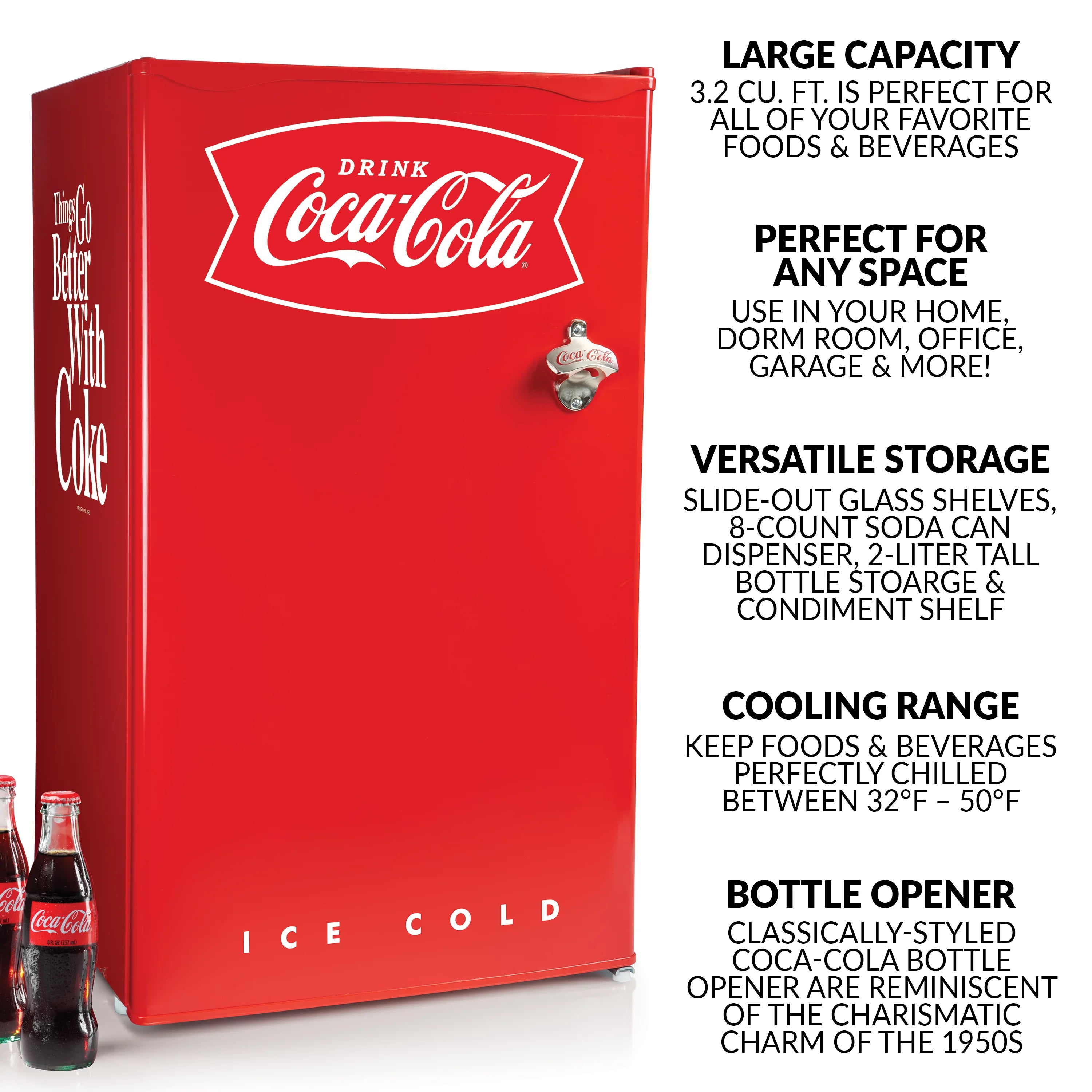 Coca-Cola CRF32CK 3.2 Cu. Ft. Refrigerator with Freezer, Red N5173