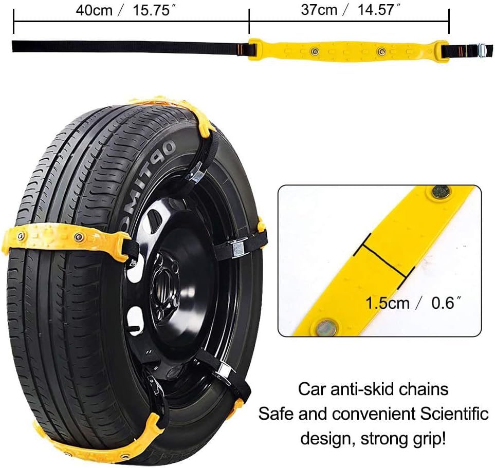 Jeremywell Snow Chains Anti-Skid Emergency Tire Traction for SUV and Cars (Yellow-10pcs) X7533
