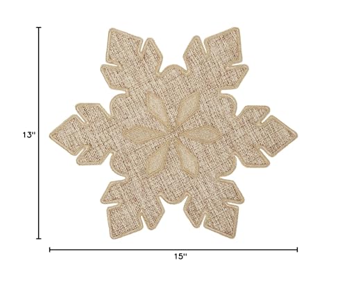 Snowflake Burlap Christmas Placemats Set of 4 for Round Table H634