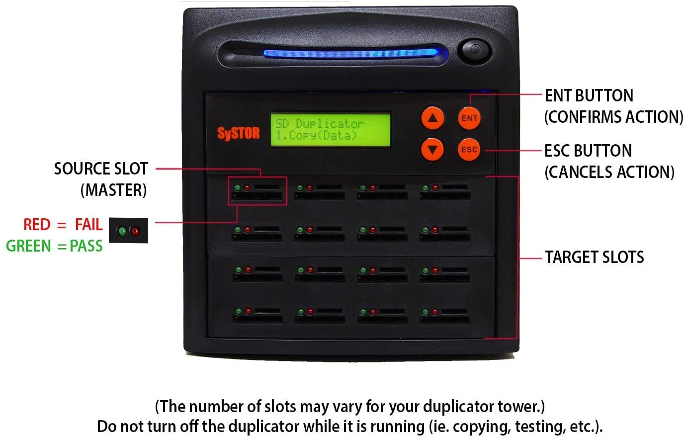 Systor 1:7 SD/microSD Card Duplicator - 2GB/Min - Standalone Multiple Flash Memory Copier & Eraser/Sanitizer, Speeds Up to 33MB/Sec (SYS-SD-7)