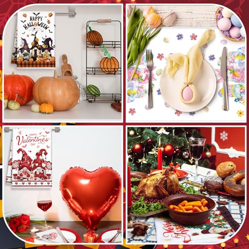 12 Pcs Seasonal Kitchen Towels Set Gnome Style Bright Color K6356