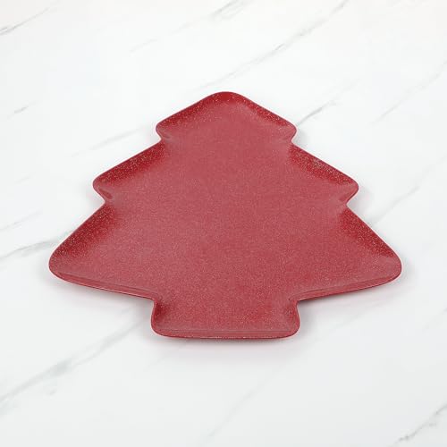 UP UPware Twinkle Christmas Tree Melamine Serving Platter, Red, 16 x 14 Inch O133