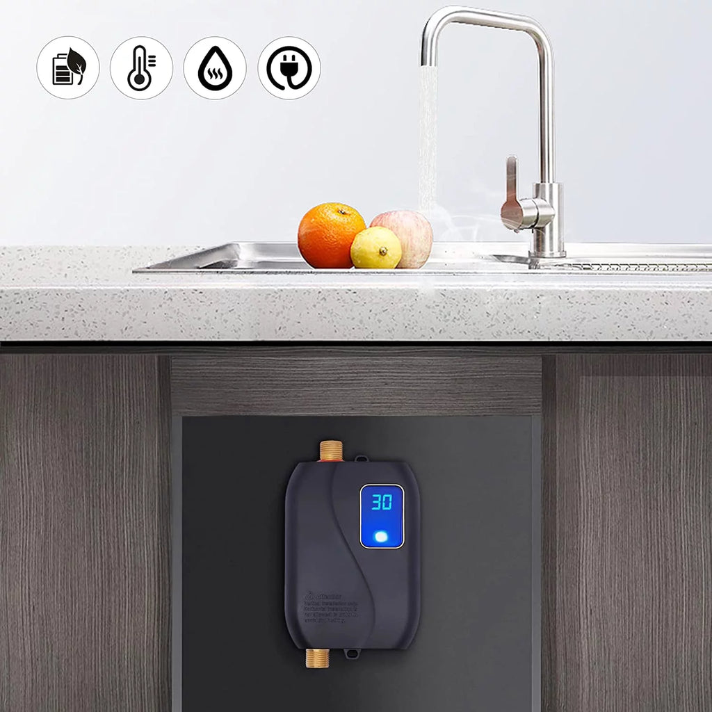 OUKANING Thermostatic Tankless Electric Water Heater 110V 3000W H581749