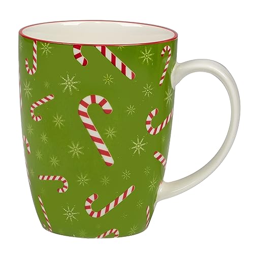 Holiday Fun Porcelain Mugs – Set of 6 Assorted 14 oz Cups with Christmas Designs F216