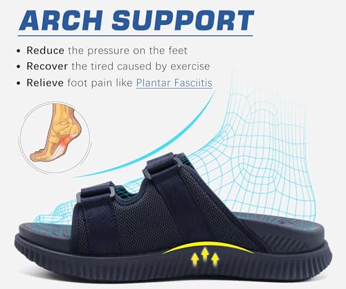 KuaiLu Men's Orthotic Sandals Athletic Recovery Slides with Arch Support Q91398