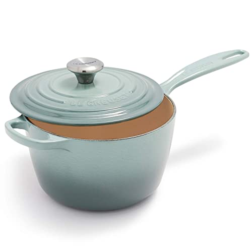 Le Creuset Enameled Cast Iron Signature Round Dutch Oven with Lid, 5.5 Quart, Sea Salt F256