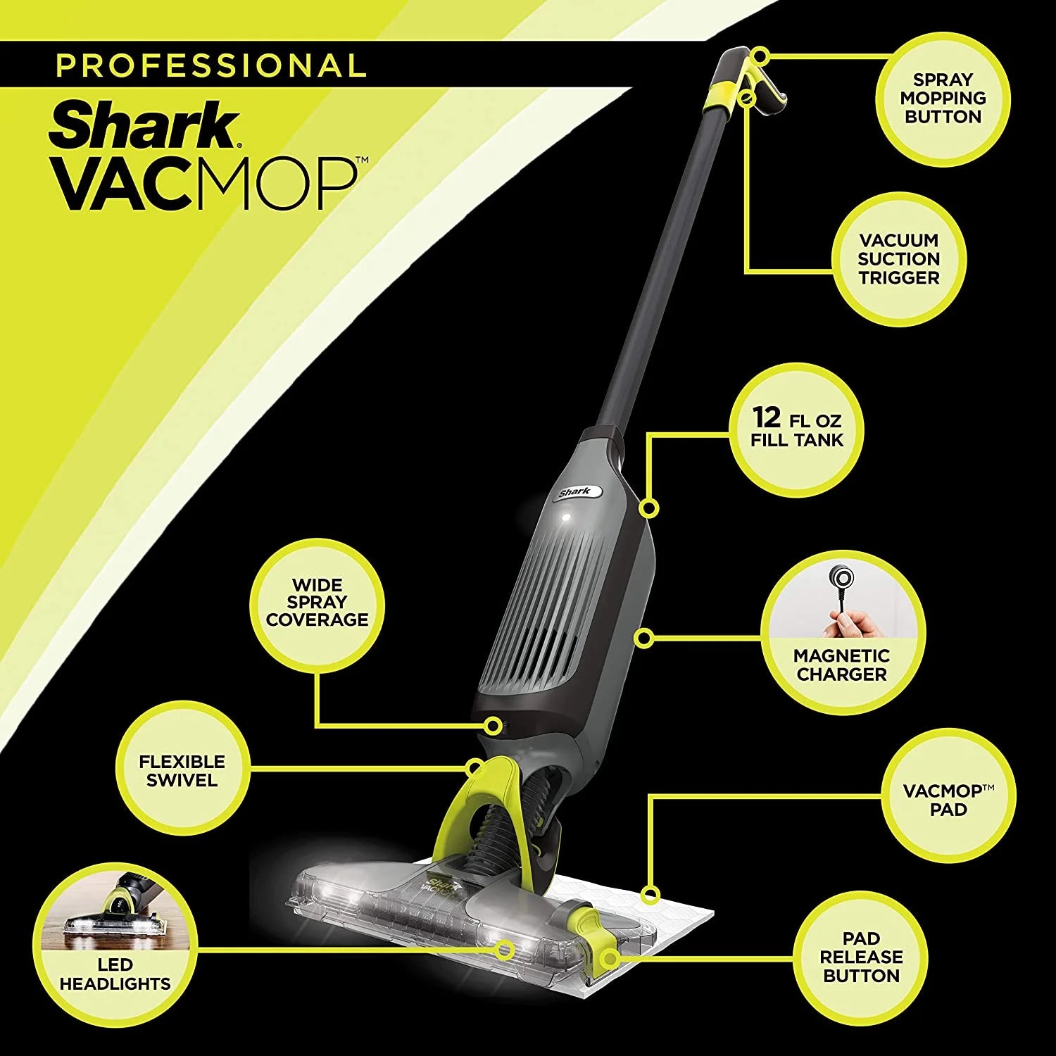 Shark VACMOP Pro VM252 Cordless Hard Floor Vacuum Mop, Charcoal Gray U171110