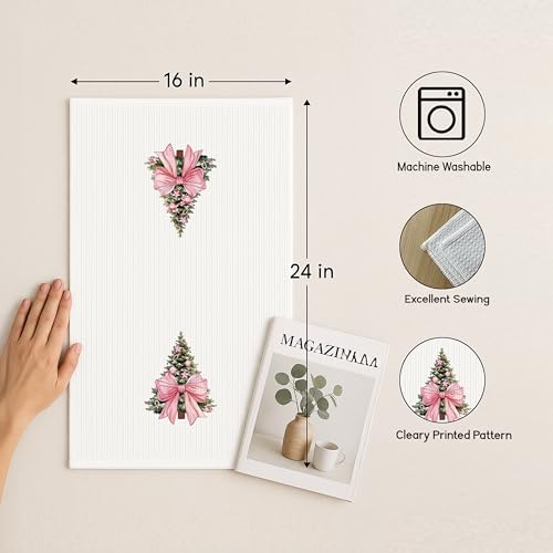 Christmas Tree Kitchen Towels - Neutral Christmas Hand Towels, 16 x 24 Inch V47794