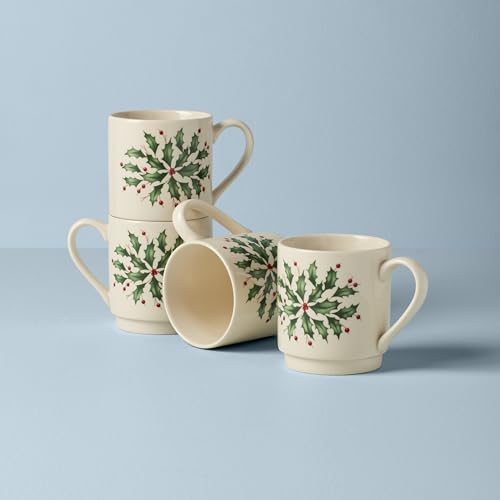 Lenox 18 Oz Stoneware Holiday Cocoa Mug, Red/Green D279