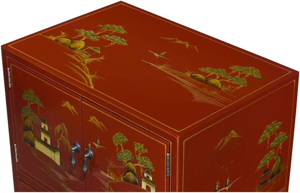 ChinaFurnitureOnline Wooden Chinese Cabinet Red Lacquer Chinoiserie C91609