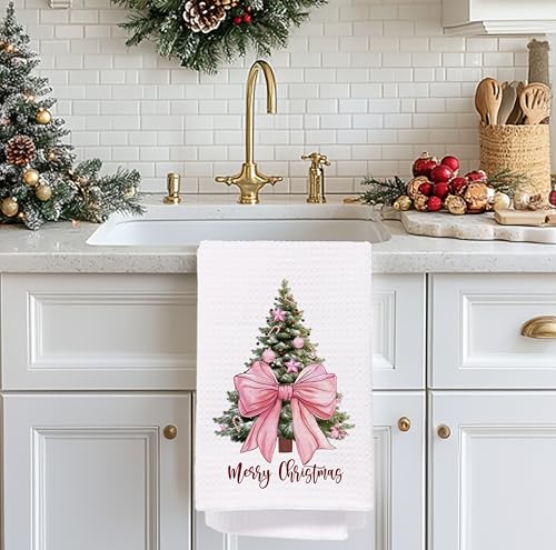 Christmas Tree Kitchen Towels - Neutral Christmas Hand Towels, 16 x 24 Inch V47794