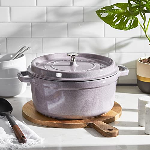 STAUB Cast Iron Dutch Oven 5.5-qt Round Cocotte, Black Matte P4487