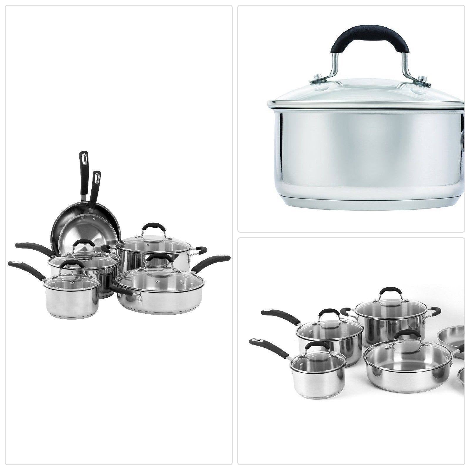 Oneida 10-Piece Stainless Steel Cookware Set with Glass Lids J59667