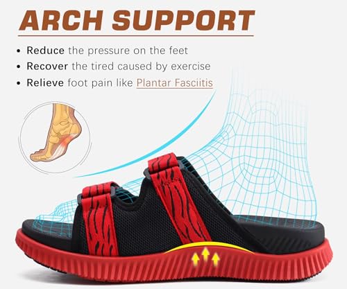 KuaiLu Men's Orthotic Sandals Athletic Recovery Slides with Arch Support Q91398