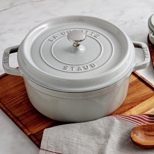 STAUB Cast Iron Dutch Oven 5.5-qt Round Cocotte, Black Matte P4487