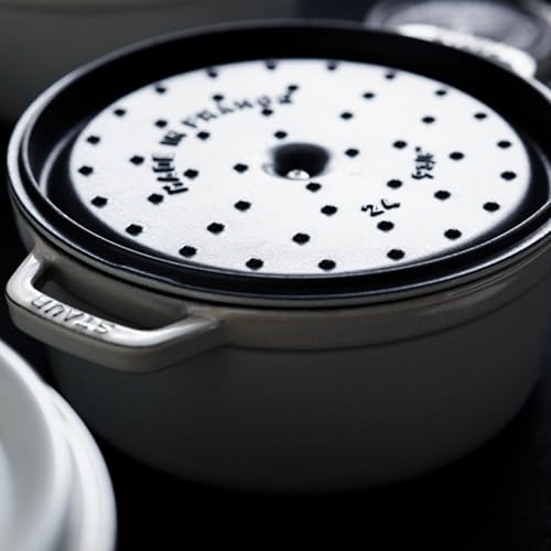 STAUB Cast Iron Dutch Oven 5.5-qt Round Cocotte, Black Matte P4487