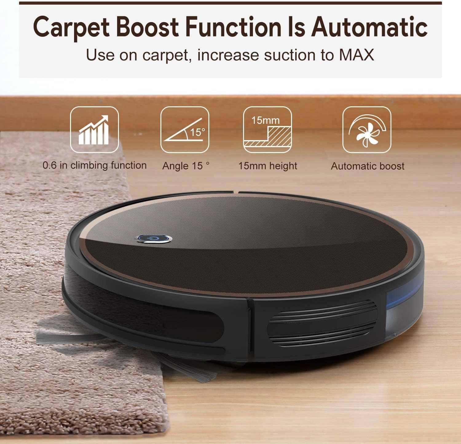 Robot Vacuum Cleaner 2000Pa Suction, 110 Min Runtime, Self-Charging B1979
