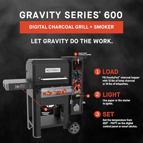 Masterbuilt Gravity Series 800 Digital Charcoal Grill and Smoker, Black M23582