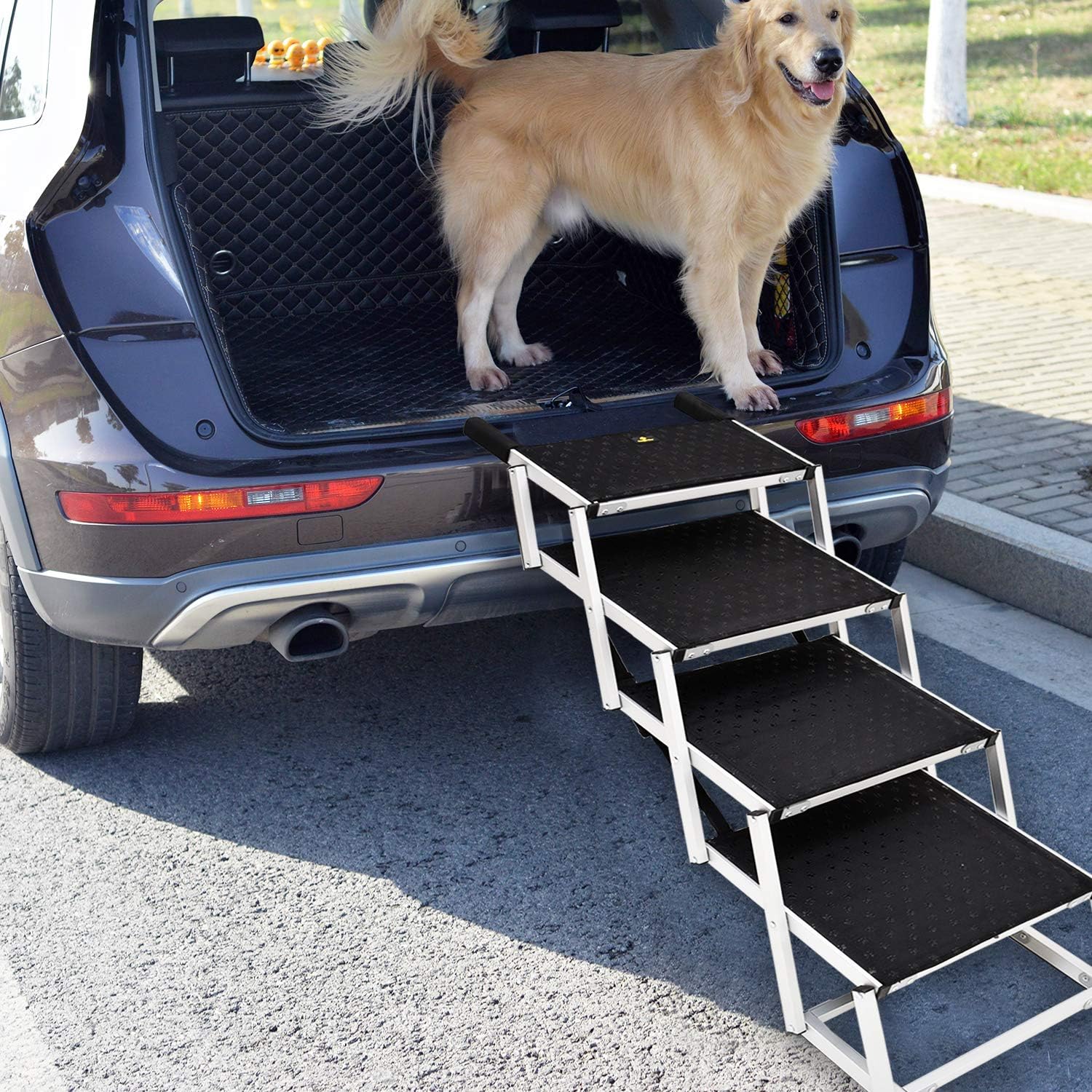 Folding Dog Ramp for Cars SUV Trucks, 6 Steps, Lightweight Portable Y553978