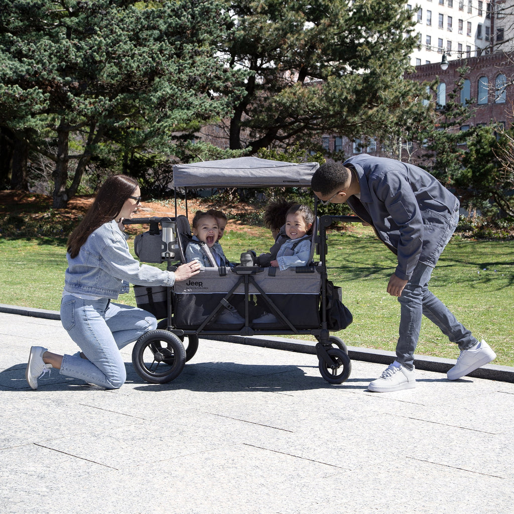 Jeep Wrangler Deluxe 4 Seater Stroller Wagon by Delta Children, Grey D3060