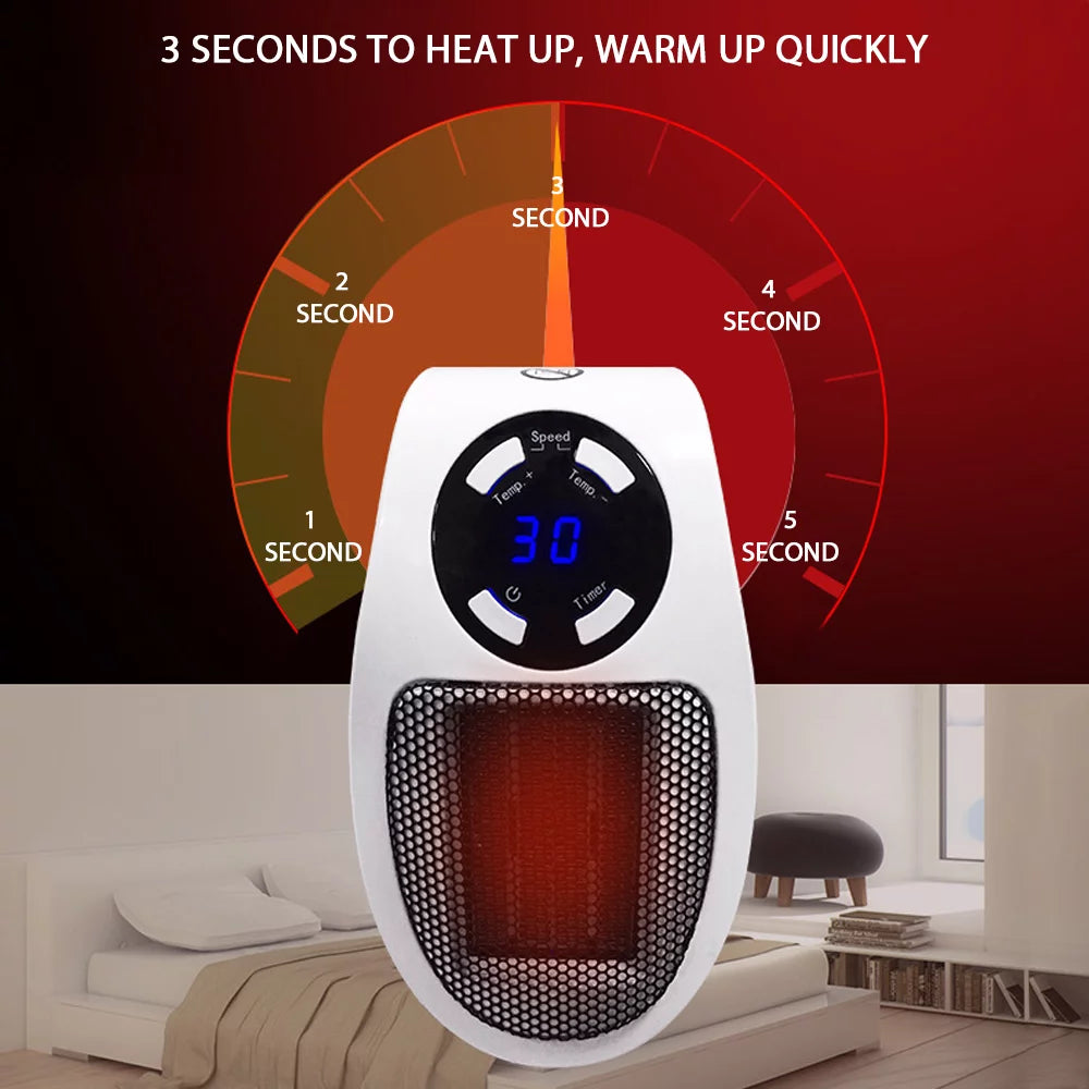 Ponyta 500W Plug-in Space Heater with Thermostat & Timer E861
