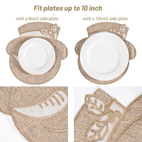 Snowflake Burlap Christmas Placemats Set of 4 for Round Table H634