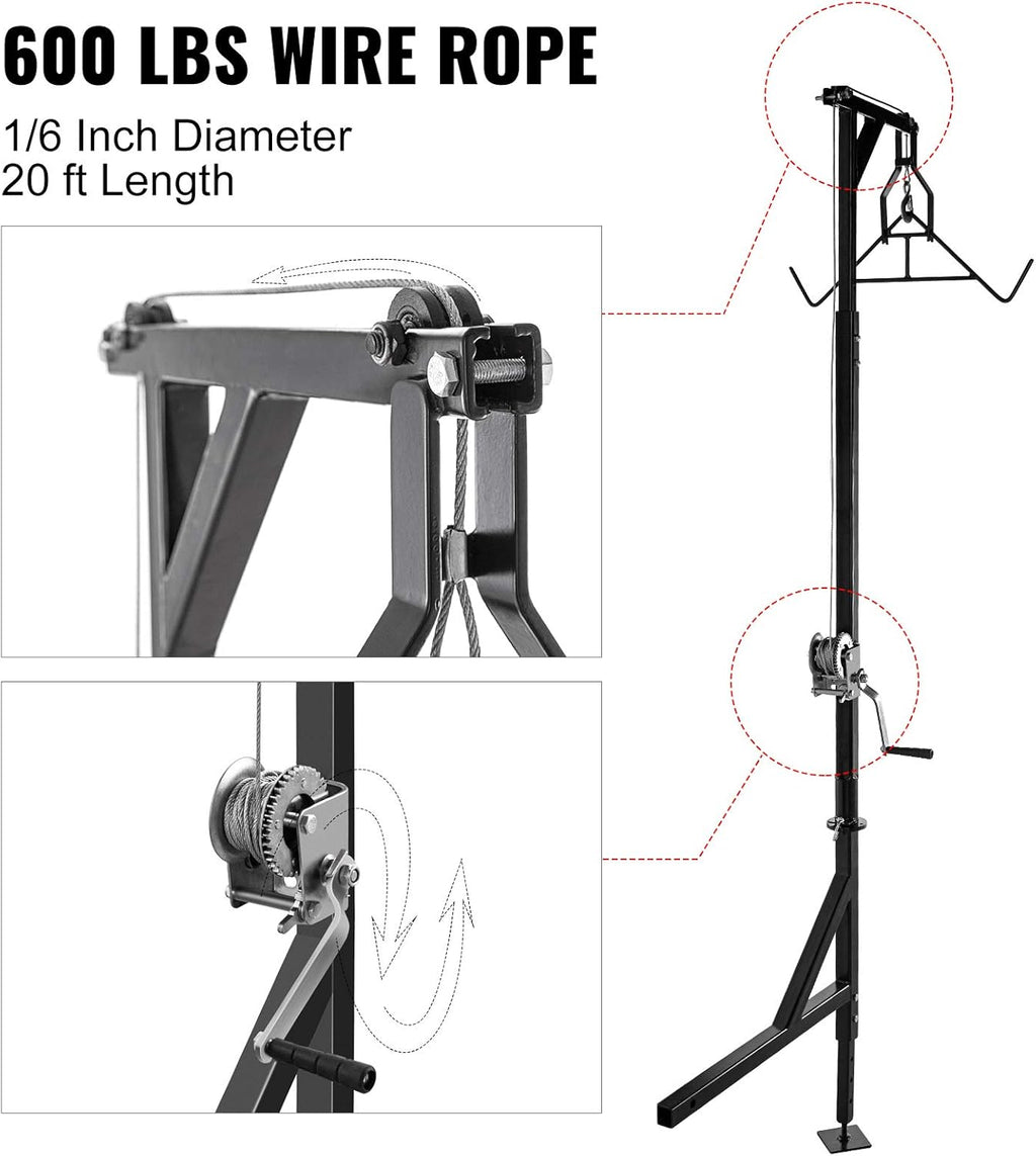 VEVOR Hitch Mounted Deer Hoist 500lbs with Winch Gambrel Set D387