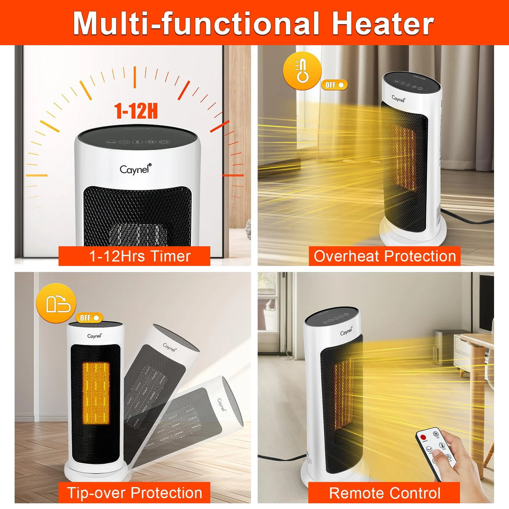 Caynel Oscillating Tower Ceramic Heater for Home, 1500W, White H2150