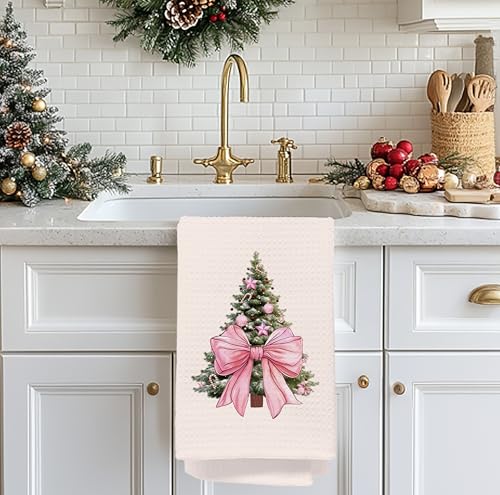 Christmas Tree Kitchen Towels - Neutral Christmas Hand Towels, 16 x 24 Inch V47794