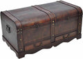 Wooden Storage Trunk Treasure Chest, Decorative Small Wooden Chest with Hinged Lid for Home Livingroom Bedroom Cafe Bar Hotel