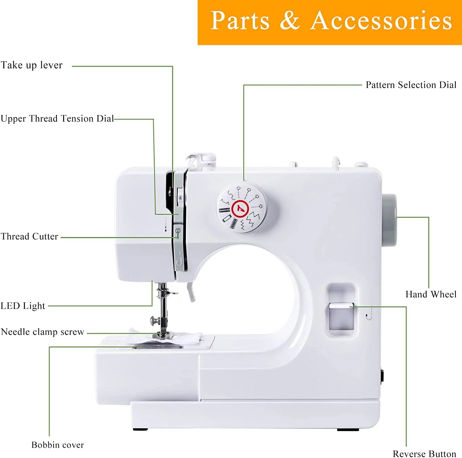 Portable Sewing Machine with 12 Built-In Stitches L98401