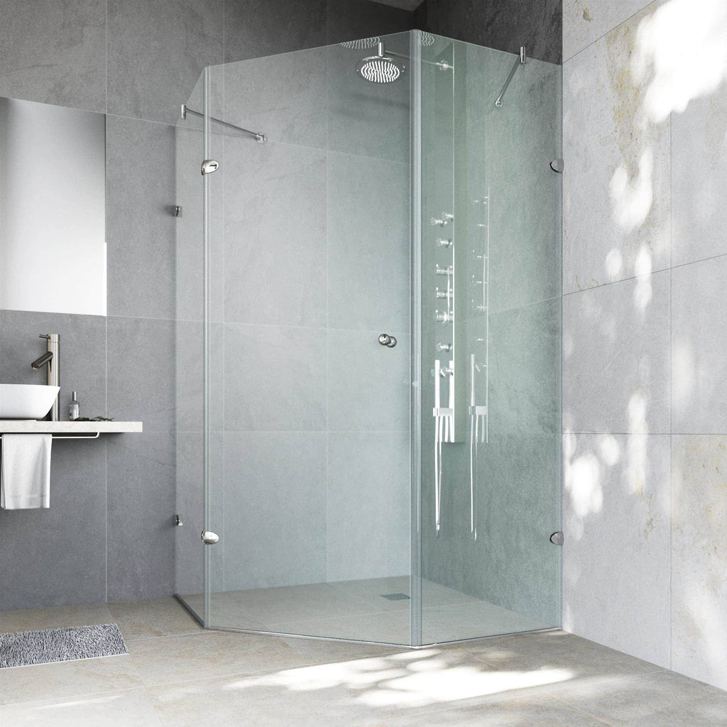 Vigo Frameless Neo-Angle Shower Enclosure Brushed J351